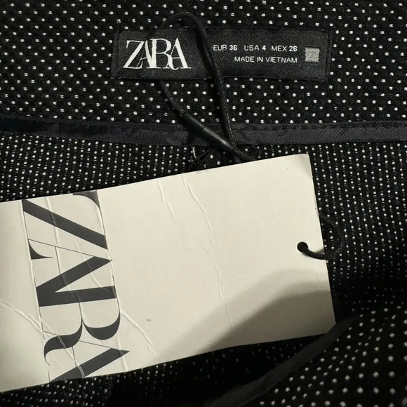 NWT ZARA Micro Polka Dot Dress Pants Trousers Size 4 Black White 30x27.5 Ankle - Picture 6 of 9